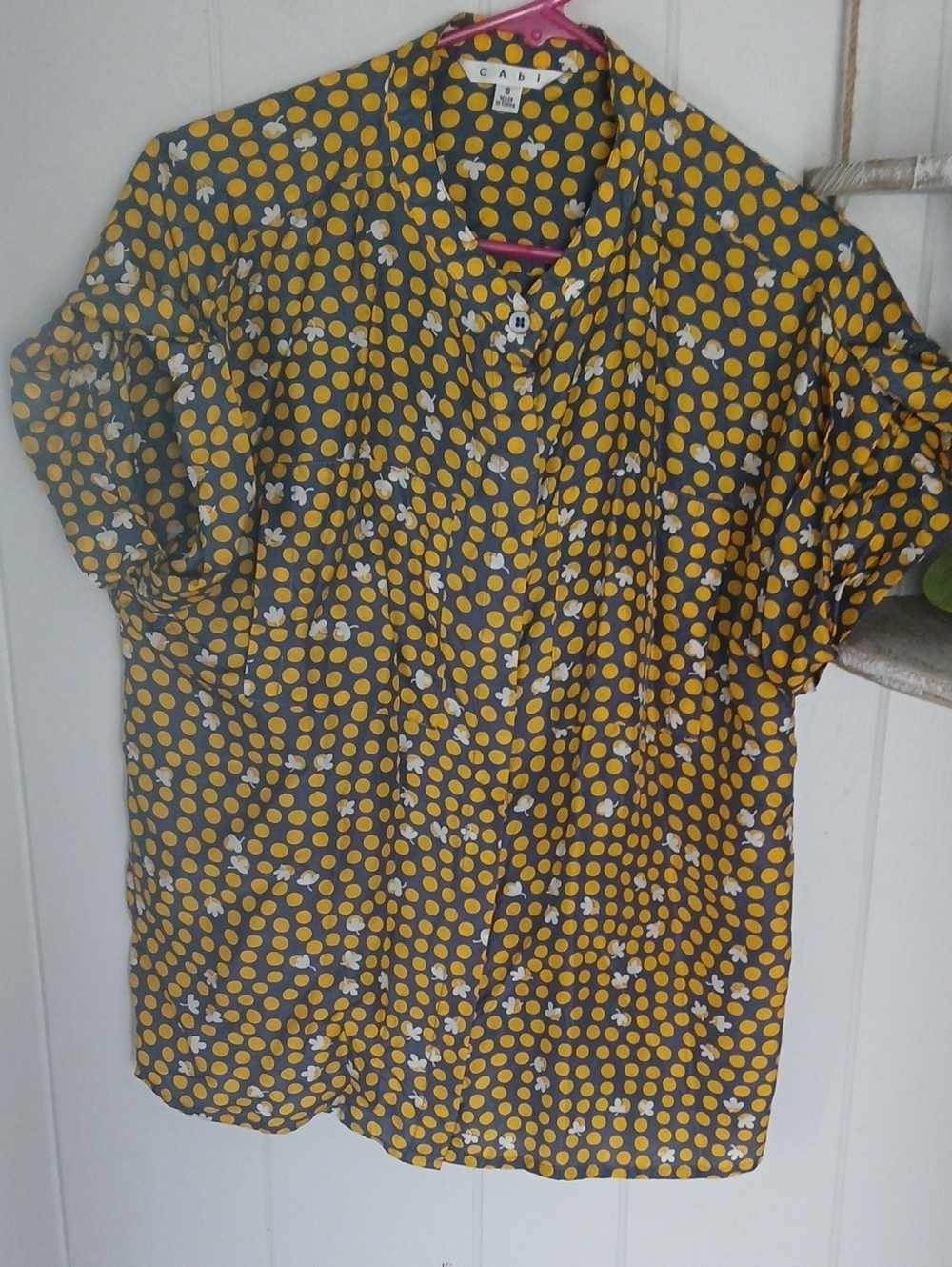 CAbi Vintage 183 Dots & Clover Silk Top